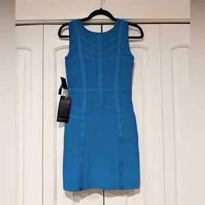 Bebe chevron strips Teal Mini bandage Dress small nwt